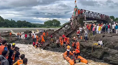 Indrayani river collapsed, in Pune district, Maharashtra.