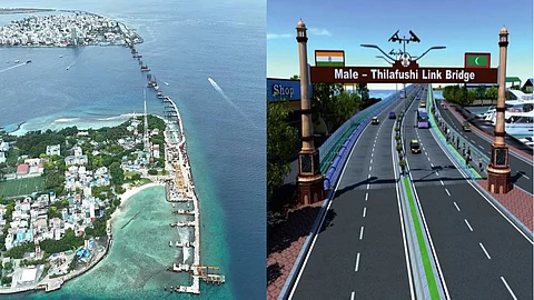 The 6.7 km Thilamale Bridge -- that links capital Male with Vilimale, Thilafushi