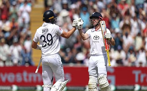 Brook, Smith score unbeaten tons as England reach 355/5 at tea against India