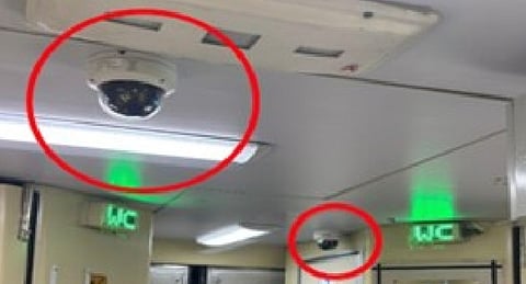CCTV camera in a train coach.