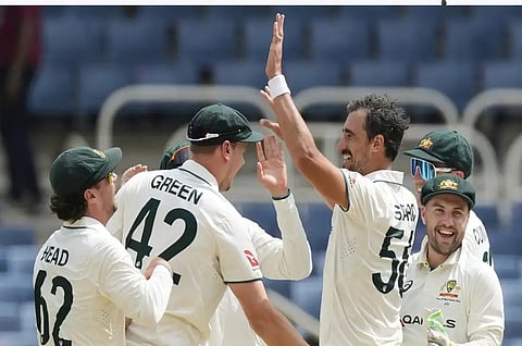 Mitchell Starc took six wickets for nine runs and Scott Boland claimed a hat-trick as Australia dismissed the West Indies for 27