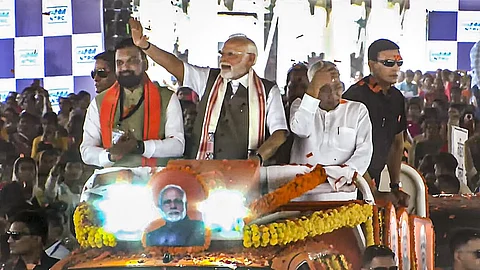 The PM had reached venues of his functions in Bihar, perched atop an open vehicle, on several occasions.