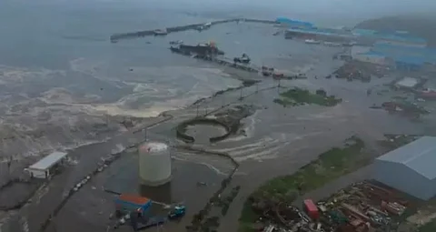 Aftermath of tsunami hitting the coastal area of Severo-Kurilsk at Paramushir island of Kuril Islands, Russia, Wednesday, July 30, 2025.