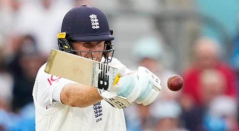 England's Joe Root during the fourth day of the fifth Test match between India and England, at The Oval cricket ground, in London, England, Sunday, Aug. 3, 2025.