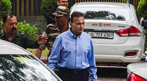 Industrialist Anil Ambani arrives to appear before the Enforcement Directorate for questioning in a money laundering case linked to alleged multiple bank loan frauds, in New Delhi, Tuesday, Aug. 5, 2025.