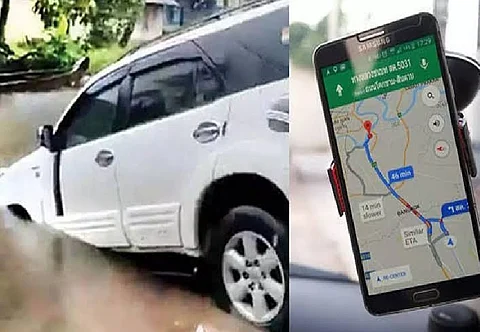 Cab using navigation app falls into canal alongside waterlogged road in Kochi city