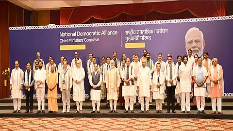 Modi lauds alliance's journey, praises Shah