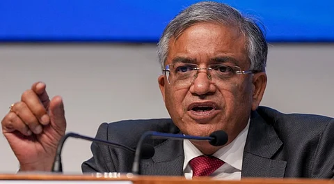 Chief Election Commissioner Gyanesh Kumar addresses a press conference, in New Delhi, Sunday, Aug. 17, 2025.
