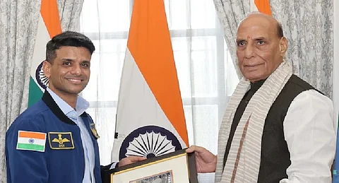 Indian astronaut Shubhanshu Shukla meets Defence Minister Rajnath Singh