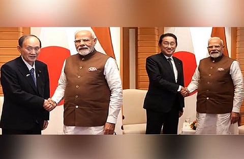 Modi calls on former Japanese PMs Yoshihide Suga, Fumio Kishida