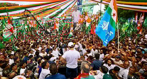 In this image posted on Aug. 30, 2025, LoP in the Lok Sabha and Congress leader Rahul Gandhi during the 'Voter Adhikar Yatra', in Bihar.