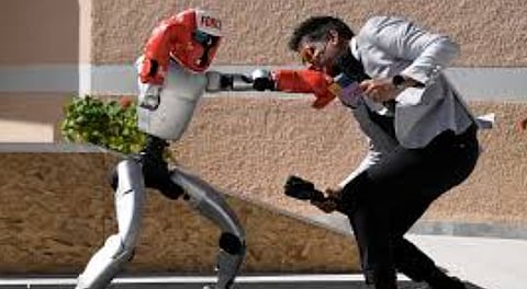 Humanoid robot showcases boxing skills