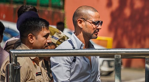 Former cricketer Shikhar Dhawan arrives at Enforcement Directorate (ED) office, in New Delhi, Thursday, Sept. 4, 2025.