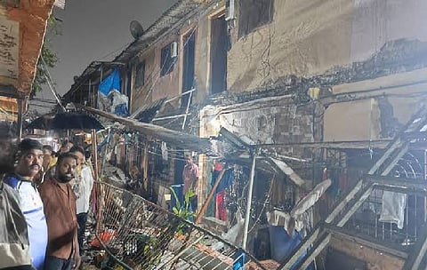 A portion of the gallery at a chawl collapsed in Maharashtra's Thane district, trapping 10 persons