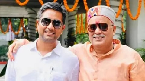 Chaitanya Baghel (L), son of former CM Bhupesh Baghel (R)