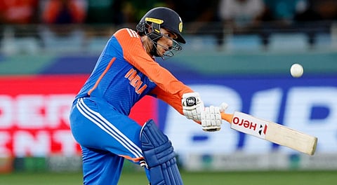 India's Abhishek Sharma plays a shot during the Super Four match of the DP World Asia Cup 2025 between India and Bangladesh at the Dubai International Stadium, Dubai, UAE.