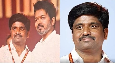 TVK Karur West district secretary Mathyiyalagan arrested