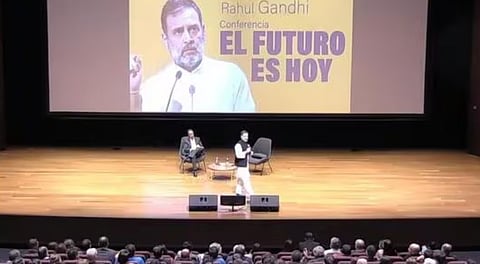 Rahul Gandhi speaking at university in Colombia