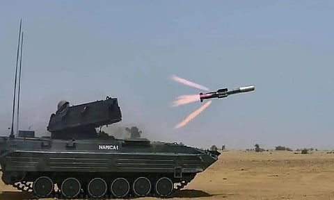 Light tank fires Nag anti-tank missile