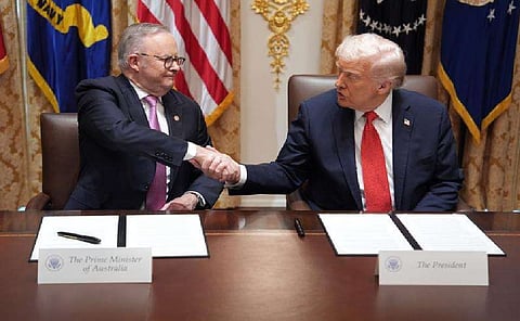 President Donald Trump (R) and Australian Prime Minister Anthony Albanese (L)