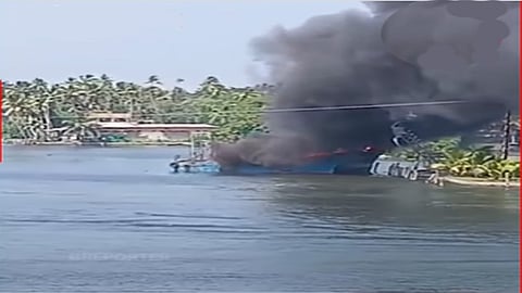 Two fishing boats caught fire in Kerala's Kollam
