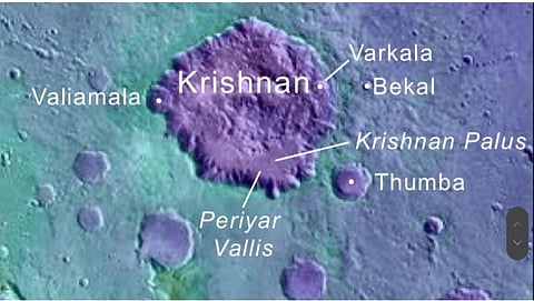 Names of researchers and places from Kerala have been approved for geographic features on Mars