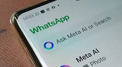 WhatsApp powered by Meta AI on mobile phone.