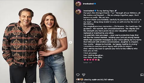 Esha Deol remembers Dharmendra on 90th birthday