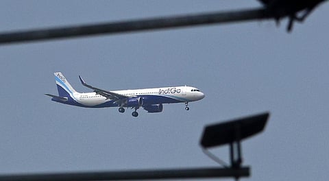 An IndiGo aircraft prepares to land at Kempegowda International, in Bengaluru, Karnataka, Tuesday, Dec. 9, 2025.