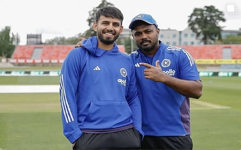 Jitesh Sharma with Sanju Samson