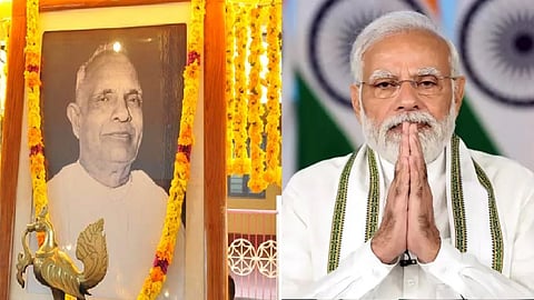Mannathu Padmanabhan (L), PM Modi (R)