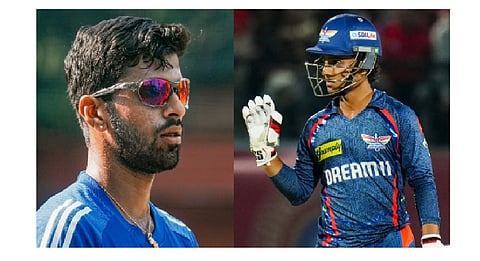 Washington Sundar (L) ,Ayush Badoni (R)