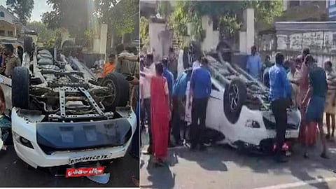Private vehicle hits official car of Pathanamthitta collector, flips it over; case against driver