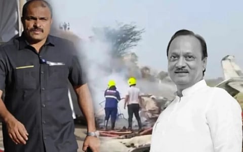 Baramati air crash: Ajit Pawar's (R) security officer Jadhav (L) cremated in Satara
