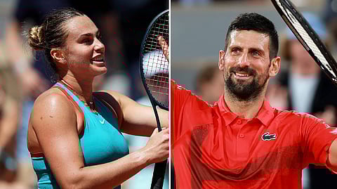 Aryna Sabalenka (L), Djokovic (R)