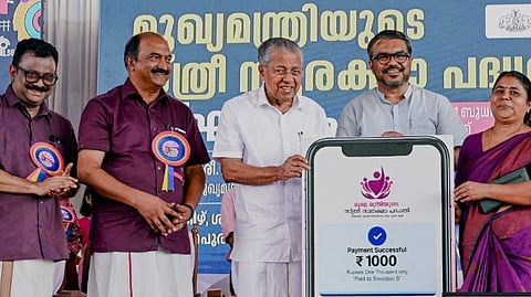 Kerala Chief Minister Pinarayi Vijayan during the launch of the 'Women's Security Pension Scheme', in Thiruvananthapuram, Wednesday, Feb. 11, 2026.