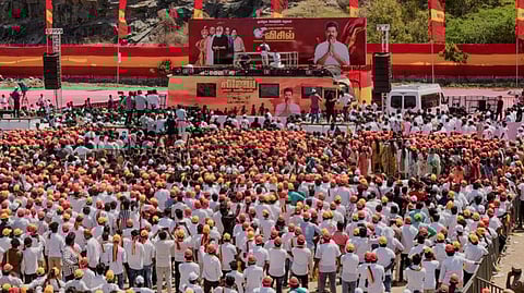 People gathered for TVK rally in Salem.