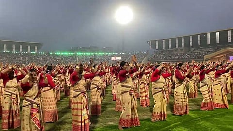 PM welcomed in Guwahati with traditional, folk performances