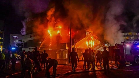 The devastating fire broke out in a textile showroom in Kozhikode on Tuesday evening.