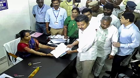 Vijay files nomination from Perambur in Chennai