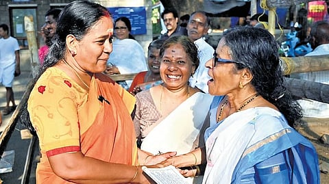 Palakkad NDA candidate Shobha Surendran during her campaign.