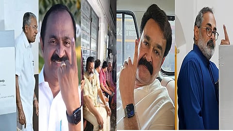 Prominent leaders, candidates arrive early at polling booths in Kerala