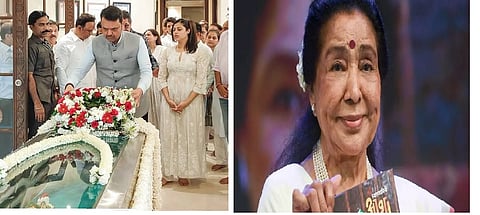 Maharashtra Chief Minister Devendra Fadnavis paid last respects to Bhosle at her residence on Sunday evening and offered floral tributes.
