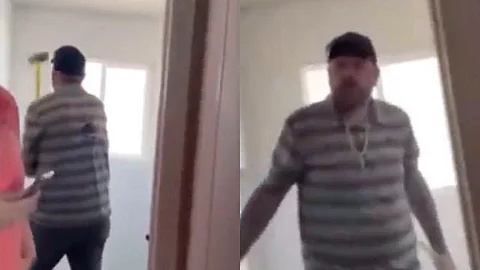 El video fue grabado por la mujer que lo contrató, quien trataba de calmarlo para que se detuviera