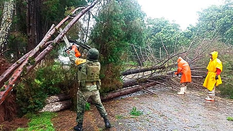 El personal militar proporciona seguridad en el lugar, ya que ante las afectaciones la comunidad se encuentra sin energía eléctrica