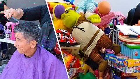 Barberos ofrecen cortes de cabello a cambio de juguetes, en Morelia