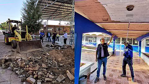 Pintaron plafones del asta bandera, colocaron una cisterna, mejoraron y optimizaron los sanitarios y repararon las jardineras