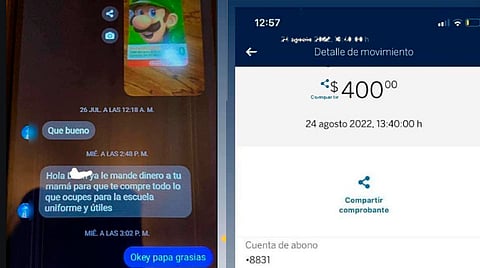 En un chat el padre le dice al niño que ya puso el dinero