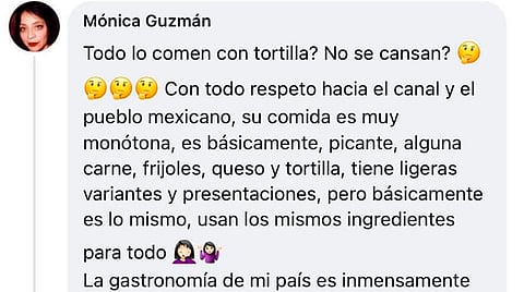Usuarios defendieron la comida mexicana y contestaron a la crítica de la mujer