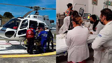 Los paramédicos arribaron a Lázaro Cárdenas, donde efectuaron las medidas pertinentes para realizar el traslado al hospital infantil de Morelia